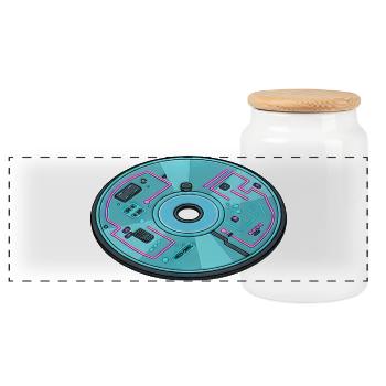Design rétro des années 90 dans les ordinateurs du futur numérique - Boîte à biscuits avec couvercle en bois - blanc - Devant