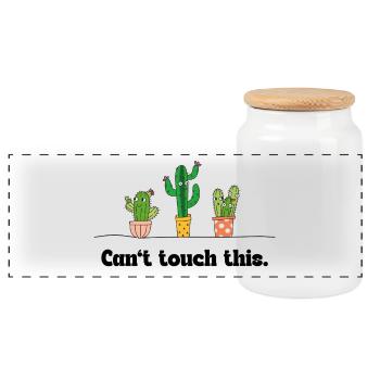Impossible de toucher ça – Kawaii Cactus Word Game - Boîte à biscuits avec couvercle en bois - blanc - Devant