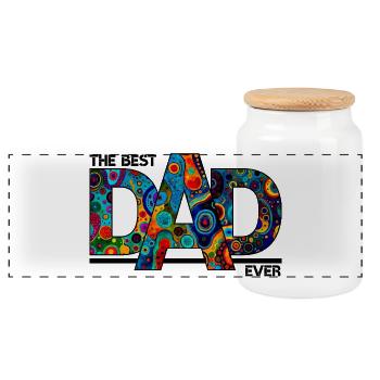 The Best Dad Ever - Colorful Bold Typography - Panoramic Cookie Jar with Wooden Lid - white - Front