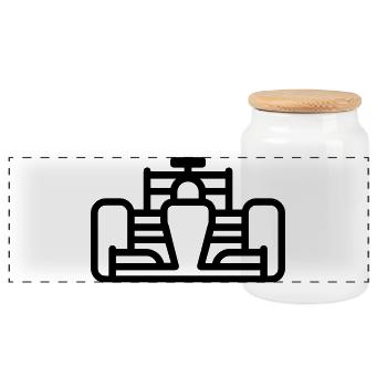 voiture de course - Boîte à biscuits avec couvercle en bois - blanc - Devant