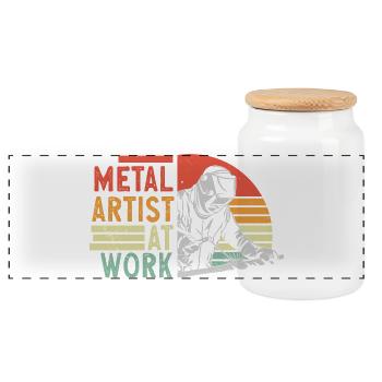 Metal Artist At Work - Panorama Keksdose mit Holzdeckel - Weiß - Vorne