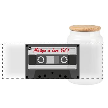 Mixtape in Love Vol.1 - Panoramic Cookie Jar with Wooden Lid - white - Front