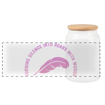 Wortfeder: Silence becomes a way - Panoramic Cookie Jar with Wooden Lid - white - Front