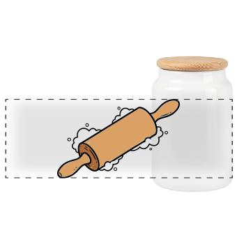 Rolling Pin Rolling Dough Roll Baking - Panoramic Cookie Jar with Wooden Lid - white - Front