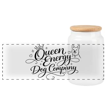 Queen Energy, Compagnie de chiens - Boîte à biscuits avec couvercle en bois - blanc - Devant