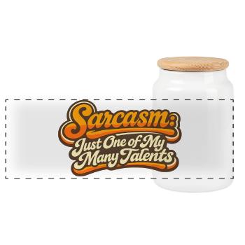Sarkasmus eines meiner Talente Retro Spruch - Panorama Keksdose mit Holzdeckel - Weiß - Vorne