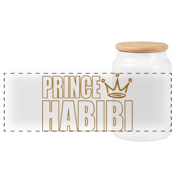 Prince Habibi – Royal Arabic Love Statement Design - Panoramic Cookie Jar with Wooden Lid - white - Front