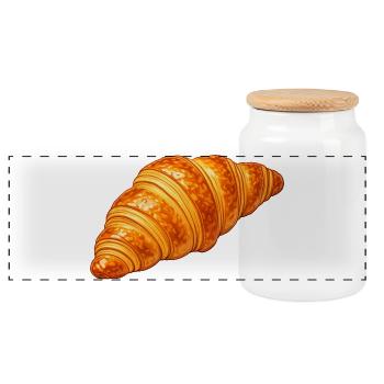 Illustration de croissant pâtisserie dorée - Boîte à biscuits avec couvercle en bois - blanc - Devant