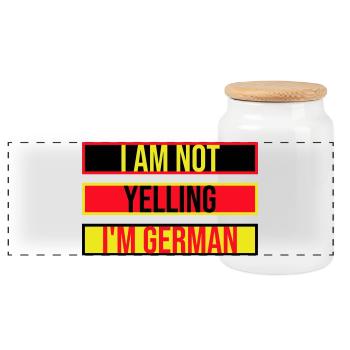 I Am Not Yelling I'm German Lustig Deutsch Spruch - Panoramic Cookie Jar with Wooden Lid - white - Front