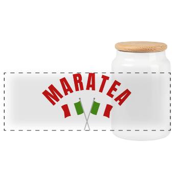 Maratea : drapeaux italiens croisés - Boîte à biscuits avec couvercle en bois - blanc - Devant
