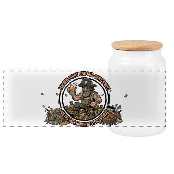 Pirate avec butin et bière - Boîte à biscuits avec couvercle en bois - blanc - Devant