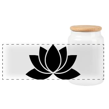 Lotus Flower Yoga Silhouette - Panoramic Cookie Jar with Wooden Lid - white - Front