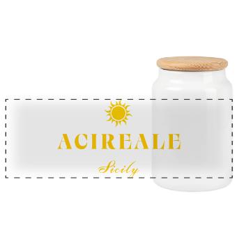 Acireale Sicily Sun Crest - Panoramic Cookie Jar with Wooden Lid - white - Front