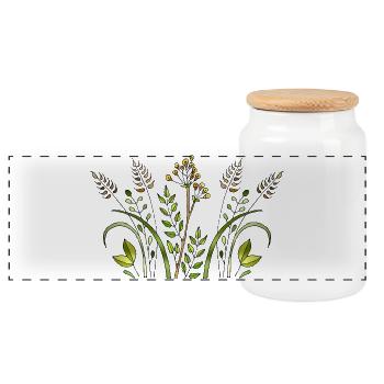 Fleur - Boîte à biscuits avec couvercle en bois - blanc - Devant