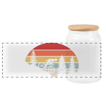 Mountain Bike Bicycle Nature Mountain Retro - Panoramic Cookie Jar with Wooden Lid - white - Front