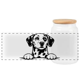 Portrait dalmate noir et blanc - Boîte à biscuits avec couvercle en bois - blanc - Devant