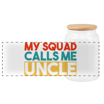 My Squad Calls Me Uncle Bold Retro Typography Art - Panoramic Cookie Jar with Wooden Lid - white - Front