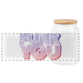 Funk You Vintage - Panoramic Cookie Jar with Wooden Lid - white - Front