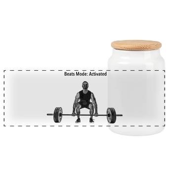 Beats Mode Active: Strength Lifting - Panoramic Cookie Jar with Wooden Lid - white - Front