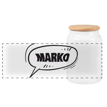 First name Marko - Panoramic Cookie Jar with Wooden Lid - white - Front