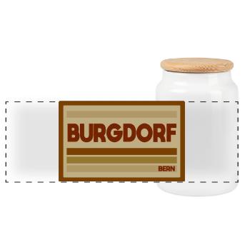 Burgdorf Bern Retro Schild - Panorama Keksdose mit Holzdeckel - Weiß - Vorne