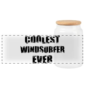 Coolest windsurfer ever - Panoramic Cookie Jar with Wooden Lid - white - Front