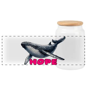 Baleines d’espoir - Espoir - Boîte à biscuits avec couvercle en bois - blanc - Devant