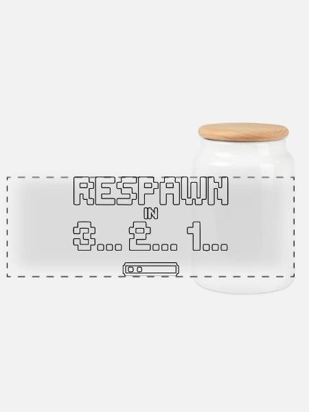 Respawn Countdown Pixelkunst - Panorama Keksdose mit Holzdeckel - Weiß