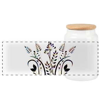 Fleur - Boîte à biscuits avec couvercle en bois - blanc - Devant