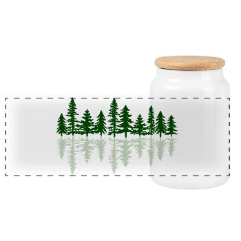 Reflet Forêt de Firs Nature - Panoramic Cookie Jar with Wooden Lid - white - Front