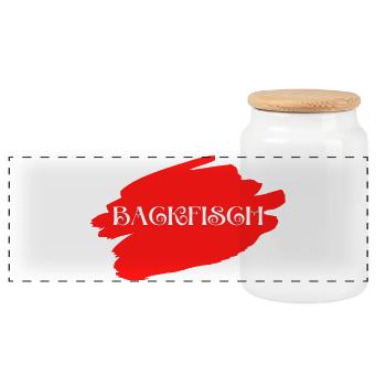 Backfisch - Wortschätze - vergessene Wörter - Panorama Keksdose mit Holzdeckel - Weiß - Vorne