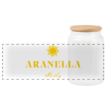 Aranella Sicily Sun - Panoramic Cookie Jar with Wooden Lid - white - Front