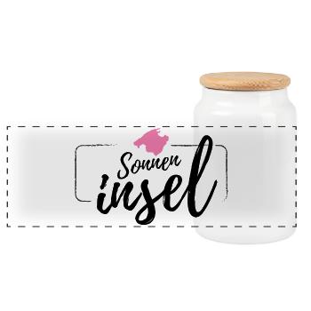 Mallorca Insel Sonneninsel Malle Design rosa - Panorama Keksdose mit Holzdeckel - Weiß - Vorne
