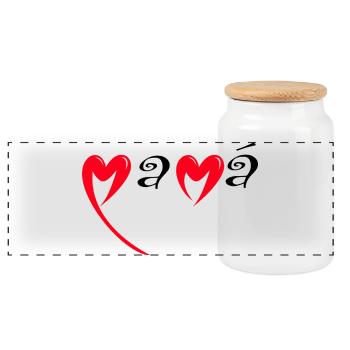Bonne fête Maman cœur rouge amour mères Mama - Boîte à biscuits avec couvercle en bois - blanc - Devant