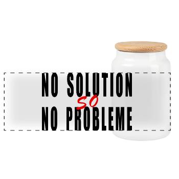 No solution no problem humor quote joke - Panoramic Cookie Jar with Wooden Lid - white - Front