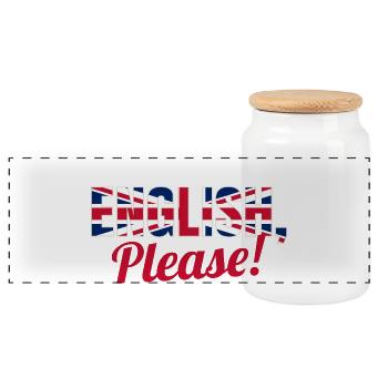 For all teachers who like to say "In english please" - Panoramic Cookie Jar with Wooden Lid - white - Front