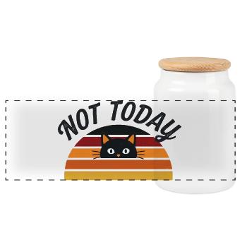 Pas aujourd’hui - Morning Grouch Cats Retro Design - Boîte à biscuits avec couvercle en bois - blanc - Devant