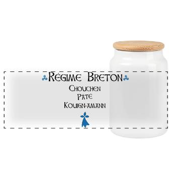 Régime breton gourmand - Humour - Boîte à biscuits avec couvercle en bois - blanc - Devant
