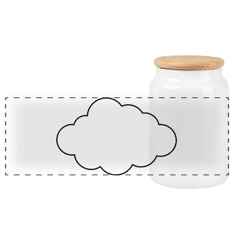 Cloud outline - Panoramic Cookie Jar with Wooden Lid - white - Front