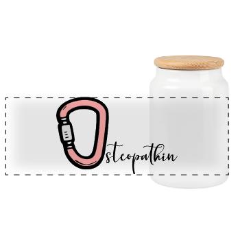 Osteopathy Osteopath - Panoramic Cookie Jar with Wooden Lid - white - Front