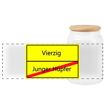 ortsschild_vierzig - Panorama Keksdose mit Holzdeckel - Weiß - Vorne