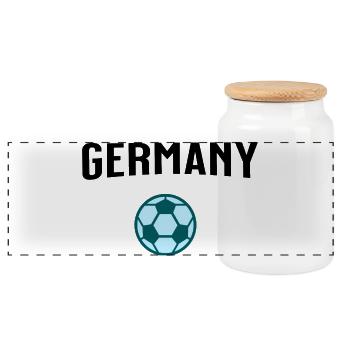 Deutschland - Germany - Fußballball Blau-Tones - Panoramic Cookie Jar with Wooden Lid - white - Front