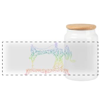 machine à coudre - Boîte à biscuits avec couvercle en bois - blanc - Devant