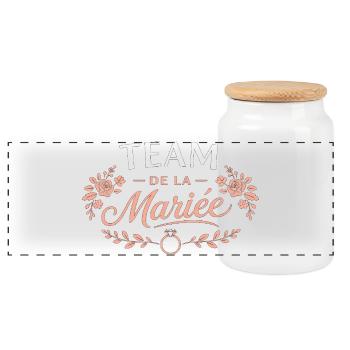 Team de la Mariée - Boîte à biscuits avec couvercle en bois - blanc - Devant