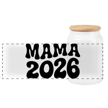 Mama 2026 - Panorama Keksdose mit Holzdeckel - Weiß - Vorne