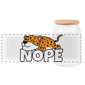 Fauler Leopard Nope Not Today Faulpelz Afrika - Panorama Keksdose mit Holzdeckel - Weiß - Vorne