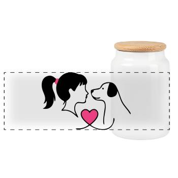 Hundemama Hund Mädchen Liebe Frauchen - Panorama Keksdose mit Holzdeckel - Weiß - Vorne