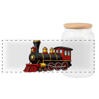 Locomotive - Boîte à biscuits avec couvercle en bois - blanc - Devant