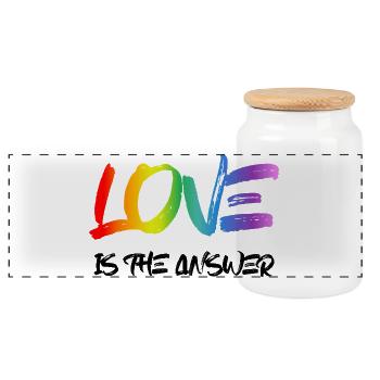 Love is the Answer Rainbow - Panorama Keksdose mit Holzdeckel - Weiß - Vorne