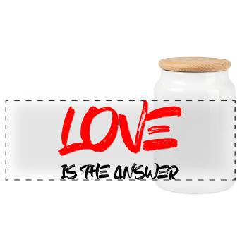 L’amour est la réponse rouge - Boîte à biscuits avec couvercle en bois - blanc - Devant